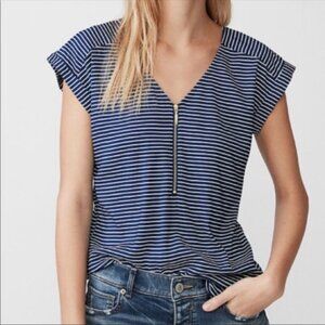 Express Striped Zip Front Gramercy Tee Shirt Top
